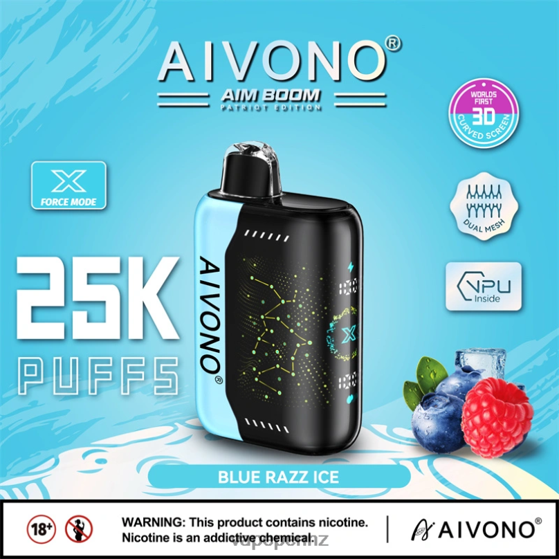 Aivono AIM BOOM 25000 Blue Razz Ice - 2B88Z345 Vape NZ