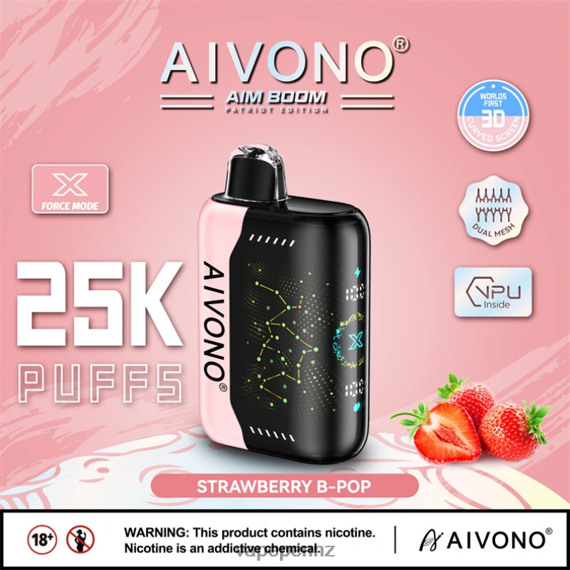 Aivono AIM BOOM 25000 Strawberry B-Pop - 2B88Z352 Vape New Zealand