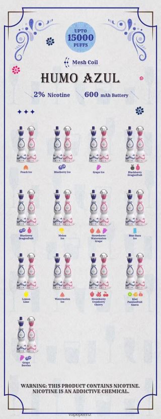 Humo Azul 15000 puffs 2% Disposable 26JB6N112 Vape Juice