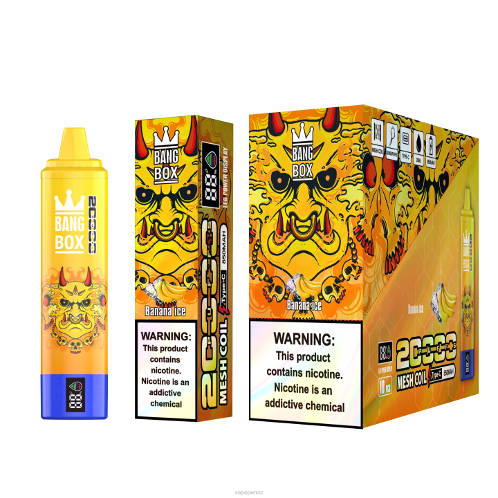 Vape Juice 4PBF57 Banana Ice - Bang Box 20000 Puffs Smart Screen