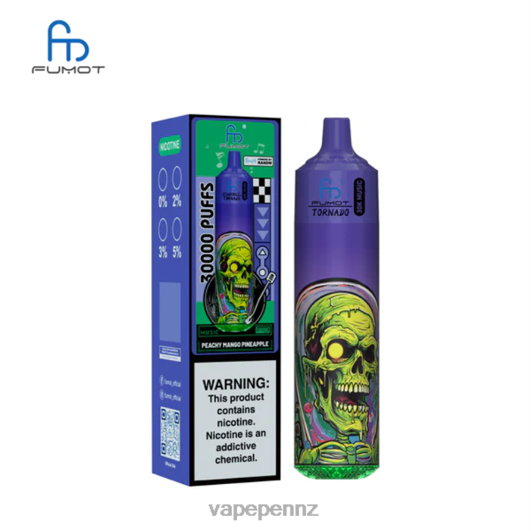 Vape NZ 2F8T621 Peachy Mango Pineapple Fumot Tornado 30K Music