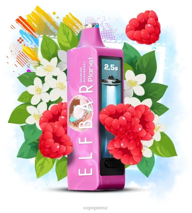 Vape NZ 4P62R19 - Jasmine Raspberry Elf Bar Planet 25000
