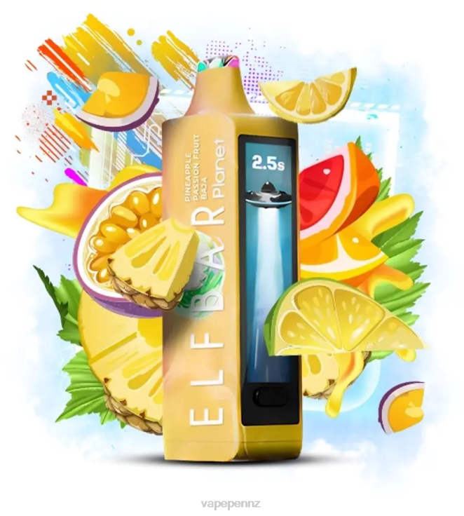 Vape NZ 4P62R27 - Pineapple Passion Fruit Baja Elf Bar Planet 25000