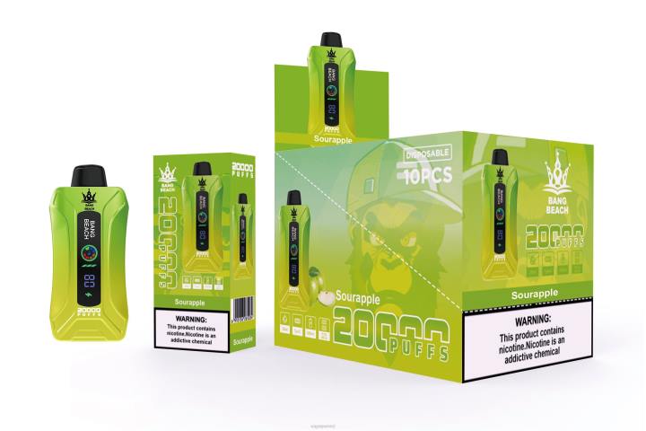 Vape NZ 4PBF1 Sour Apple - Bang Beach 20000 Puffs Smart Screen Vape