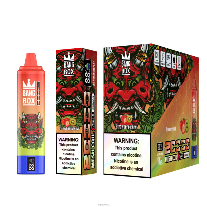 Vape NZ 4PBF51 Strawberry Kiwi - Bang Box 20000 Puffs Smart Screen