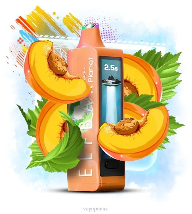 Vape New Zealand 4P62R24 - Peach Elf Bar Planet 25000
