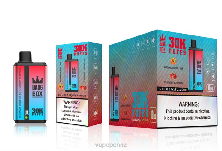 Vape Pen NZ 4PBF68 Watermelon Bubble Gum & Strawberry Watermelon - Bang Box 30000 Puffs Dual Flavors