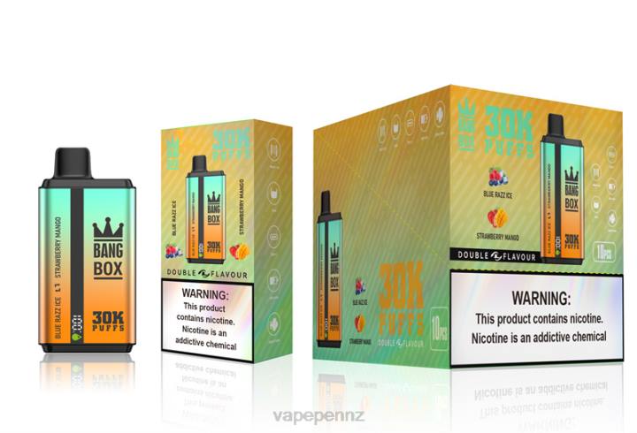 Vape Pen NZ 4PBF73 Blue Razz Ice & Strawberry Mango - Bang Box 30000 Puffs Dual Flavors