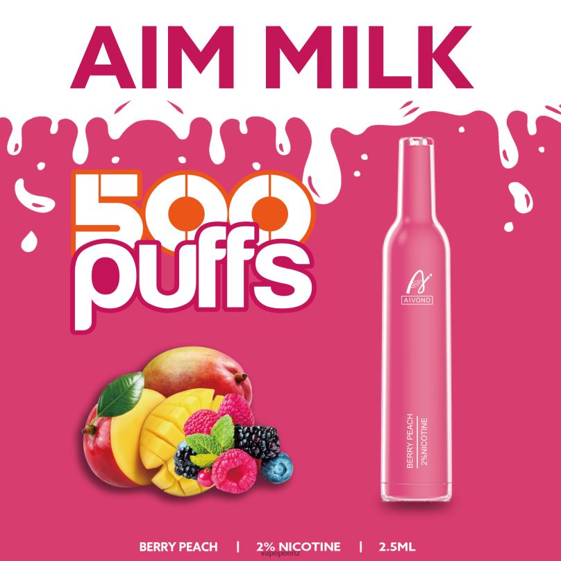 Aivono AIM MILK 500 Berry Peach - 2B88Z273 Vape NZ