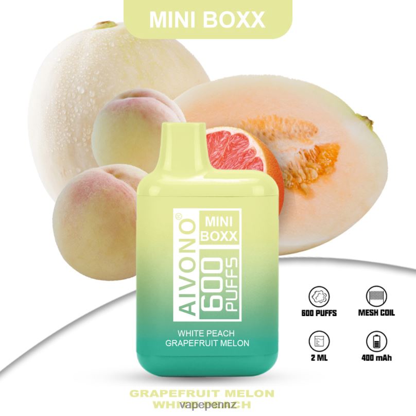 Aivono AIM MINI BOXX 600 White Peach Grapefruit Melon - 2B88Z241 Vape NZ
