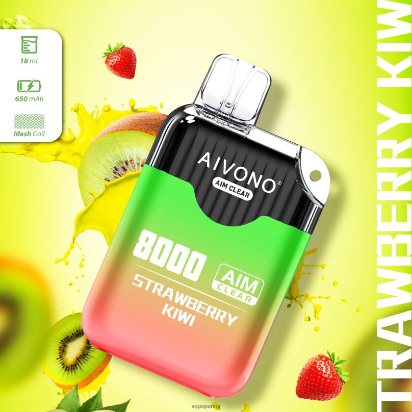 Aivono AIM CLEAR 8000 Strawberry Kiwi - 2B88Z210 Vape New Zealand