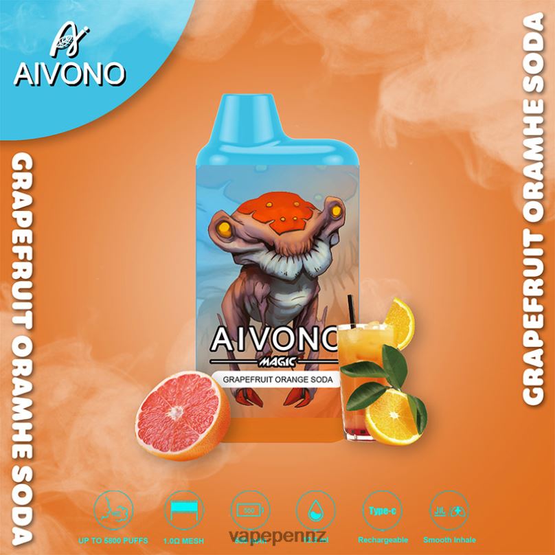 Aivono AIM MAGIC 5800 Mouth Box Cigarette Grapefruit Orange Soda - 2B88Z101 Vape NZ