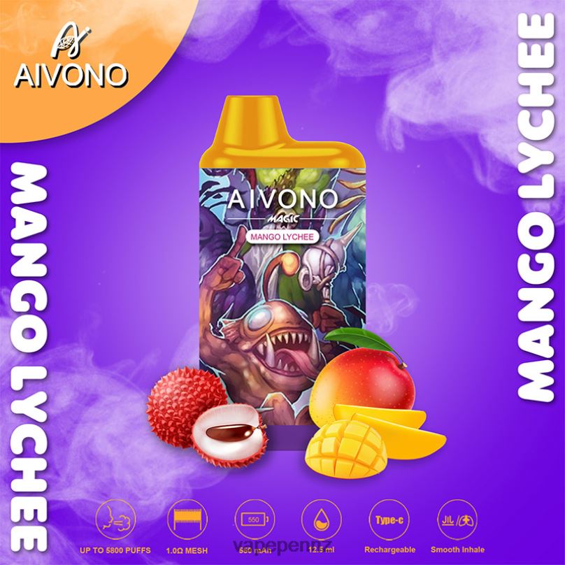 Aivono AIM MAGIC 5800 Mouth Box Cigarette Mango Lychee - 2B88Z98 Vape New Zealand