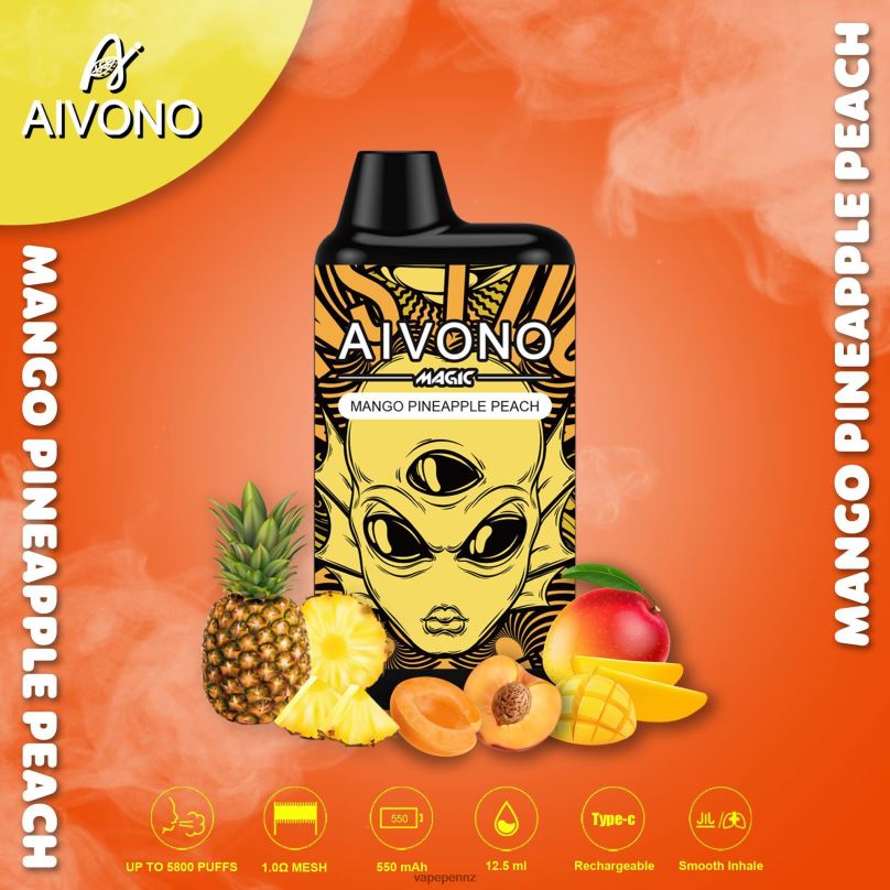 Aivono AIM MAGIC 5800 Mouth Box Cigarette Mango Pineapple Peach - 2B88Z88 Vape New Zealand