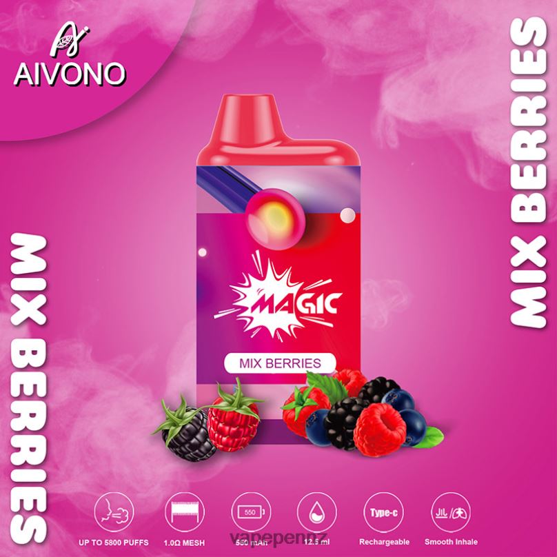 Aivono AIM MAGIC 5800 Mouth Box Cigarette Mix Berries - 2B88Z100 Vape New Zealand