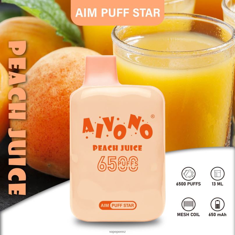 Aivono AIM PUFF STAR 6500 Peach Juice - 2B88Z289 Vape NZ