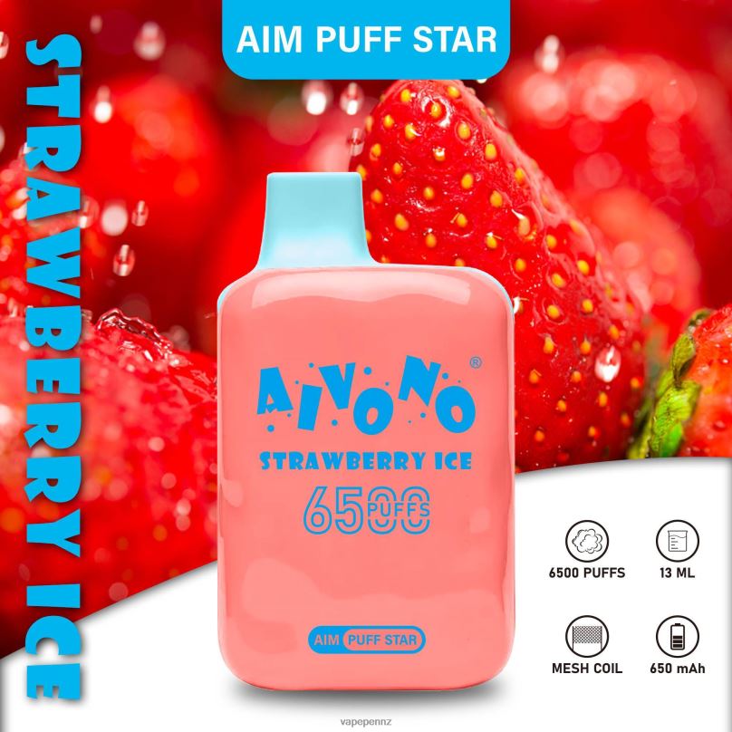 Aivono AIM PUFF STAR 6500 Strawberry Ice - 2B88Z288 Vape New Zealand