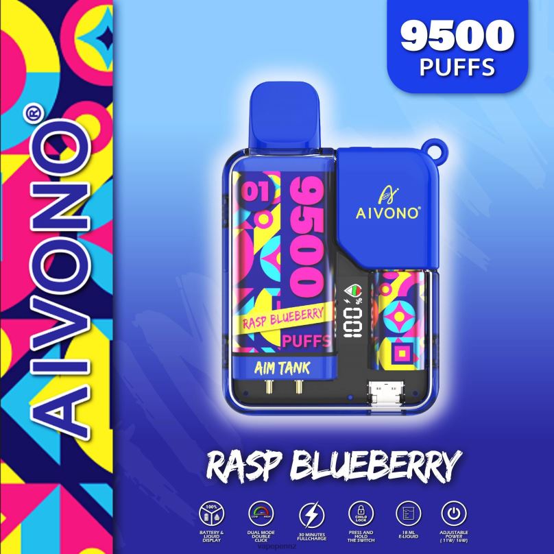 Aivono AIM TANK 9500 Rasp Blueberrry - 2B88Z33 Vape NZ