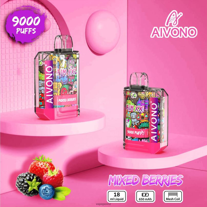 Aivono AIM XXL 9000 Mouth Sticker Transparent Mixed Berries - 2B88Z51 Vape NZ