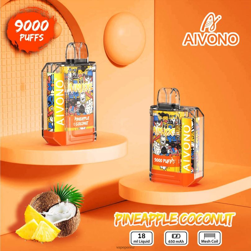 Aivono AIM XXL 9000 Mouth Sticker Transparent Pineapple Coconut - 2B88Z52 Vape New Zealand