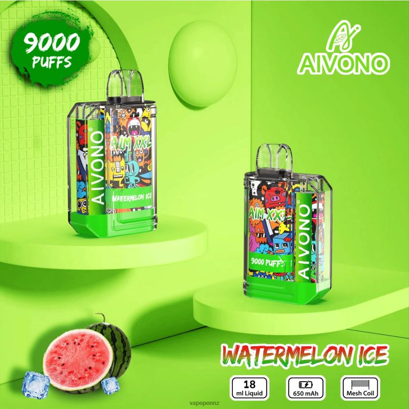 Aivono AIM XXL 9000 Mouth Sticker Transparent Watermelon Ice - 2B88Z48 Vape New Zealand