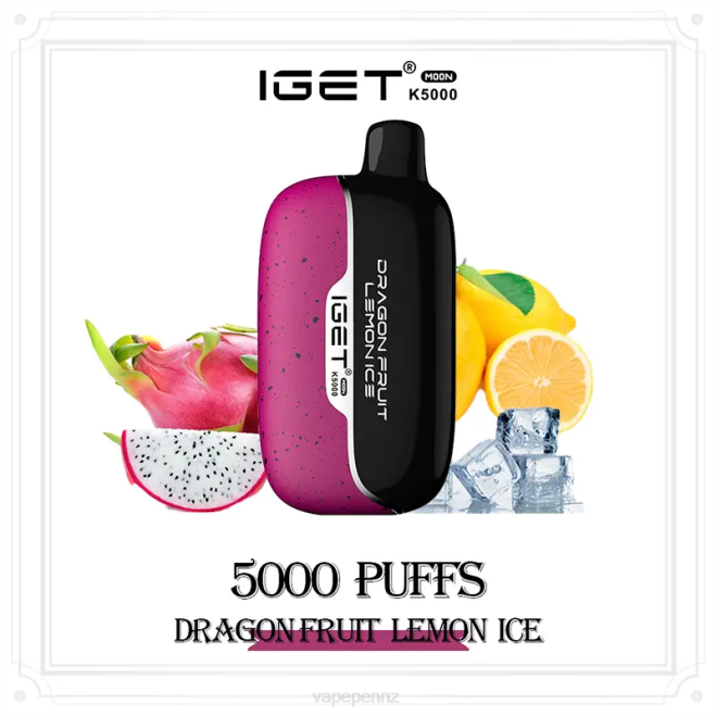 Vape New Zealand FP4X20 Dragon Fruit Lemon Ice IGET Moon K5000