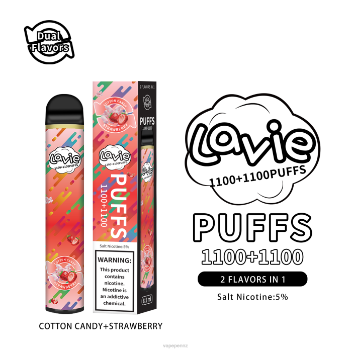 Vape NZ BR84293 Cotton Candy/Strawberry - LAVIE BAR Switch 2200 Puffs