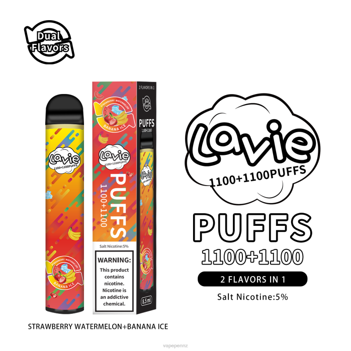 Vape NZ BR84295 Strawberry Watermelon/Banana Ice - LAVIE BAR Switch 2200 Puffs