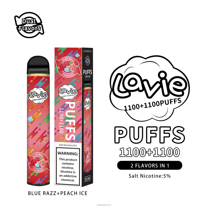 Vape New Zealand BR84298 Blue Razz/Peach Ice - LAVIE BAR Switch 2200 Puffs