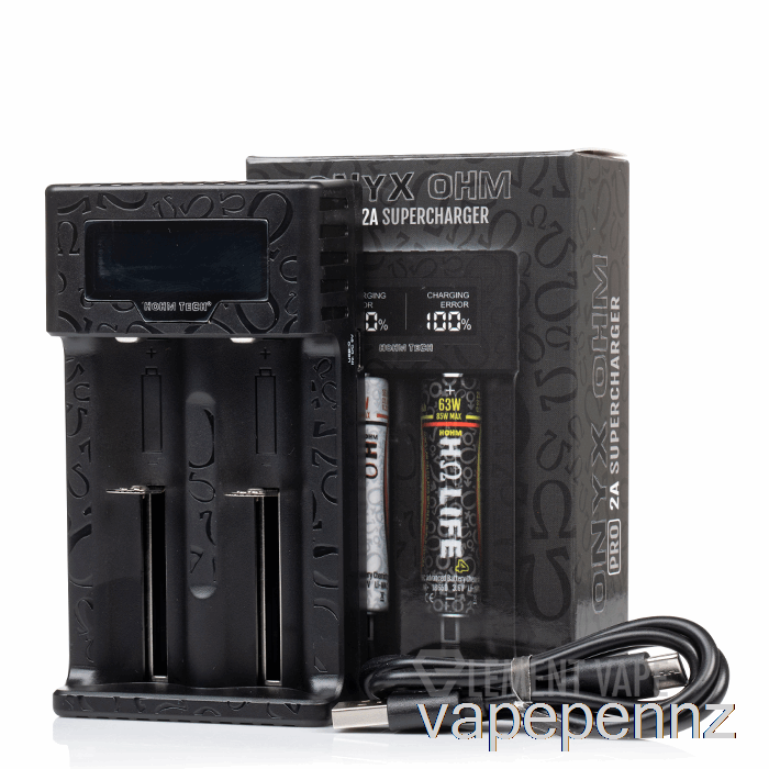 Hohm Tech Onyx OHM 2A Matrix Display Charger 2-Bay Charger VAPE NZ